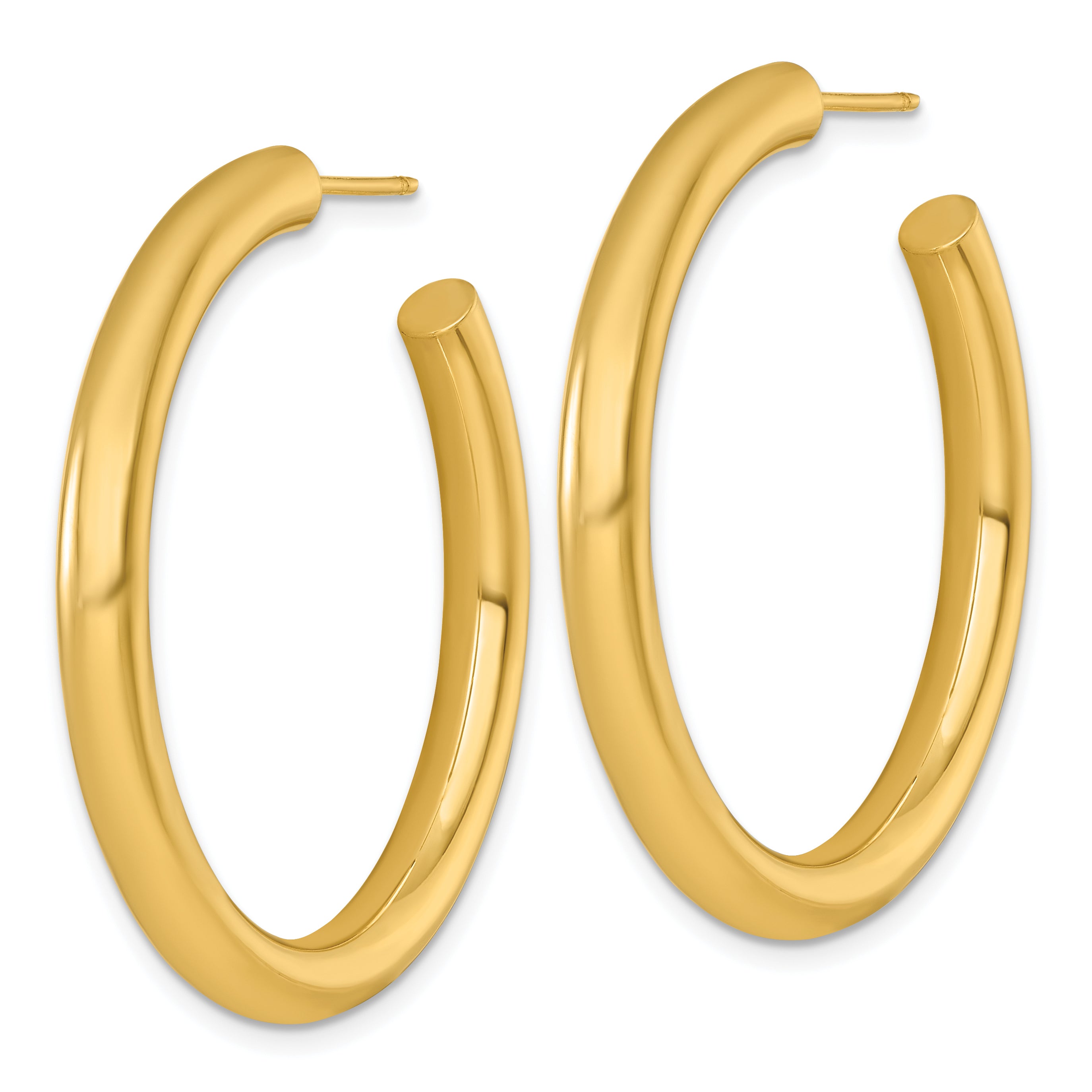 14k Polished 4.0 x 40mm Tube C-Hoop Post Earrings