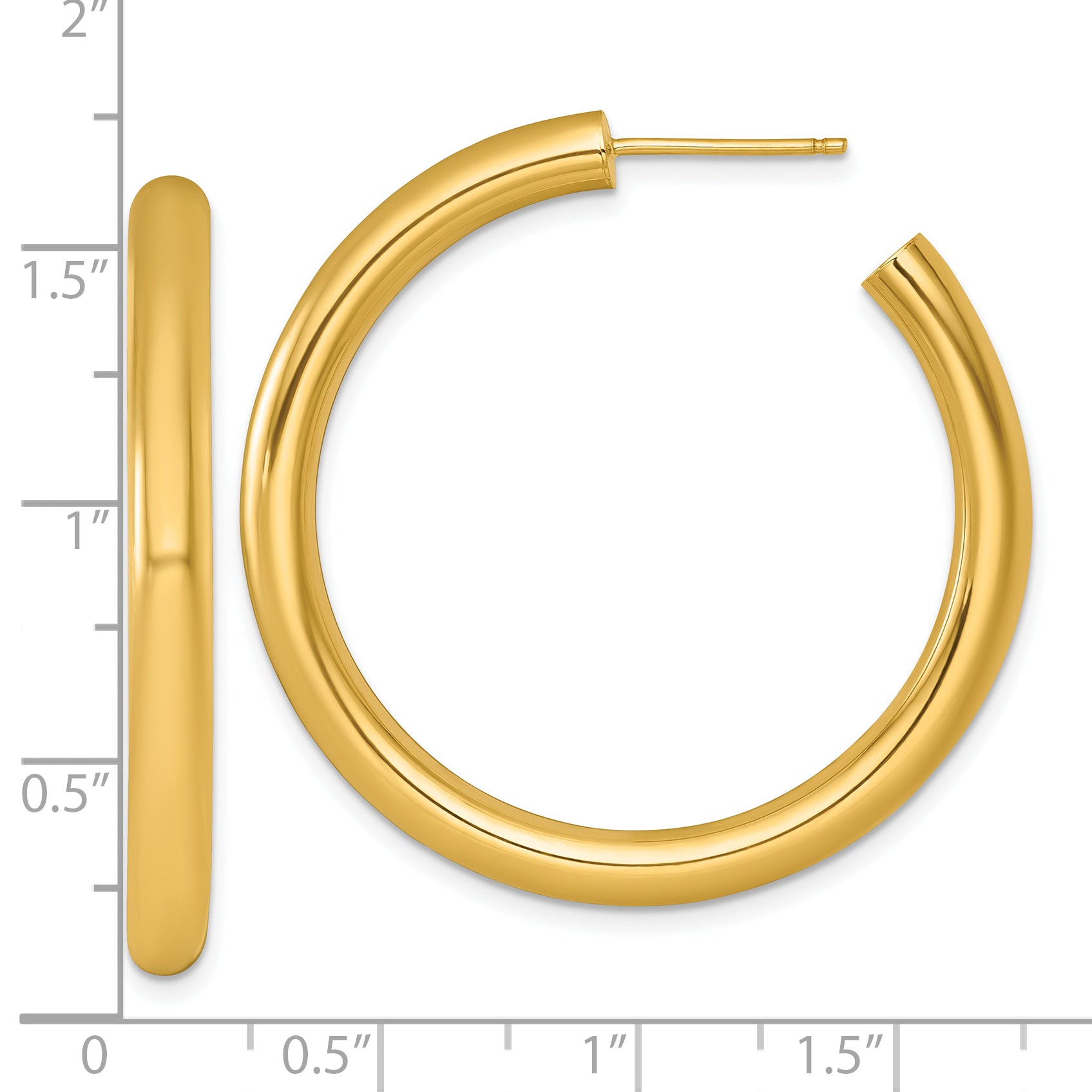 14k Polished 4.0 x 40mm Tube C-Hoop Post Earrings