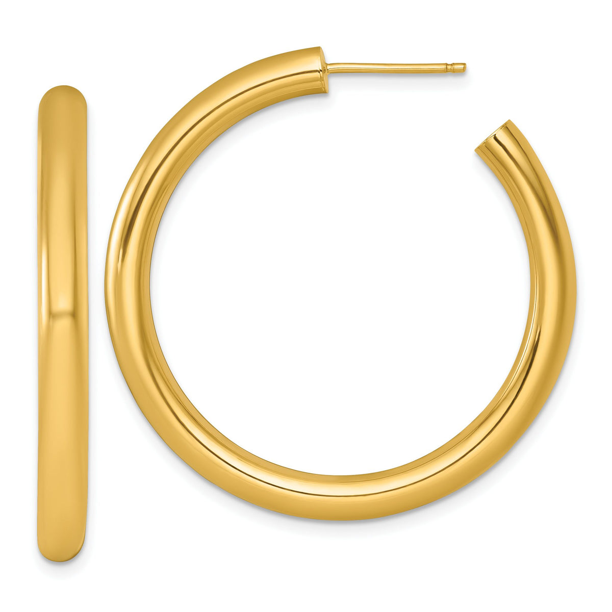 Tube C-Hoop Stud Earrings in 14K Yellow Gold, 4x40mm - Sophia Jewelers Main image