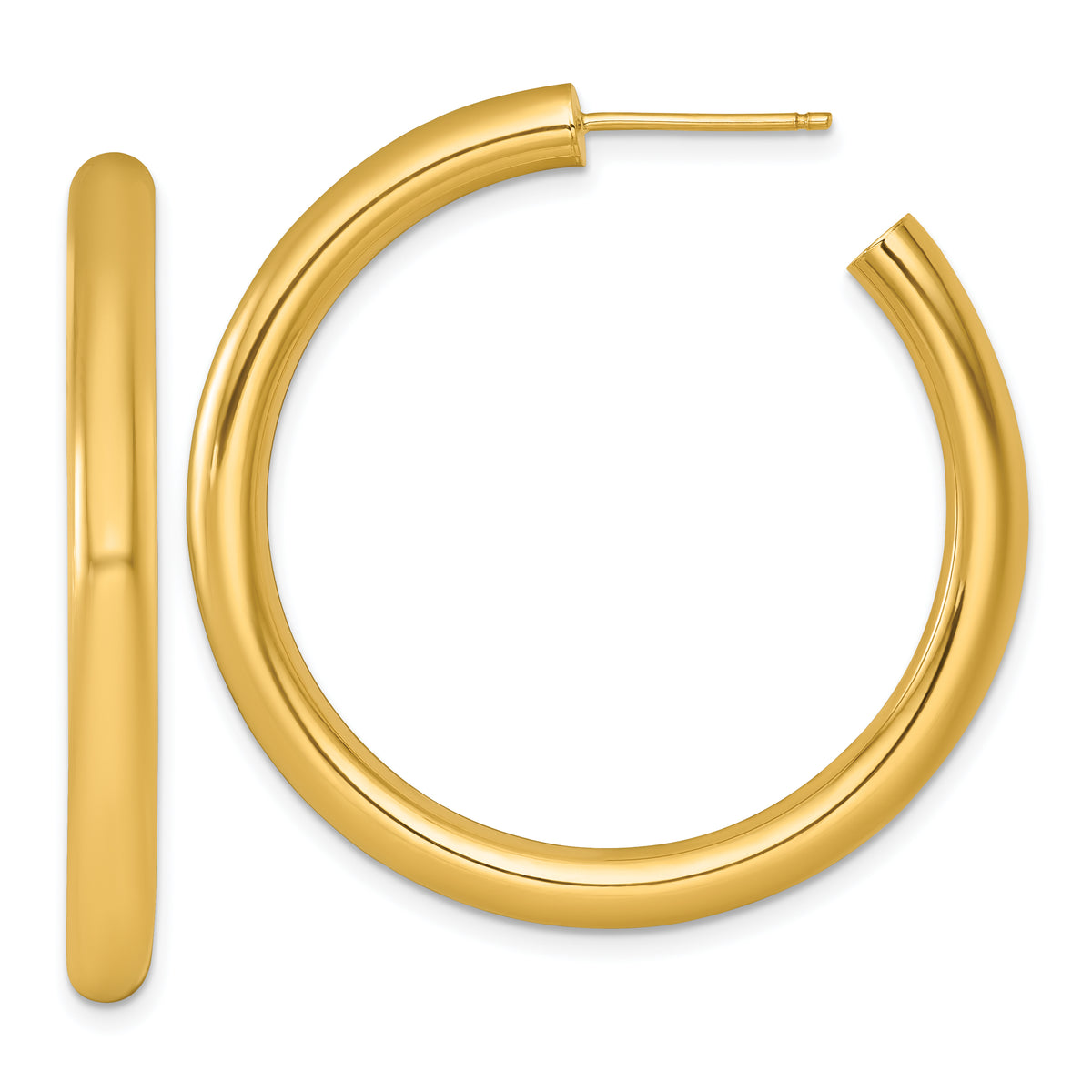 14k Polished 4.0 x 40mm Tube C-Hoop Post Earrings