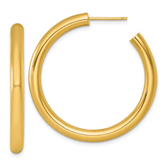 14k Polished 4.0 x 40mm Tube C-Hoop Post Earrings