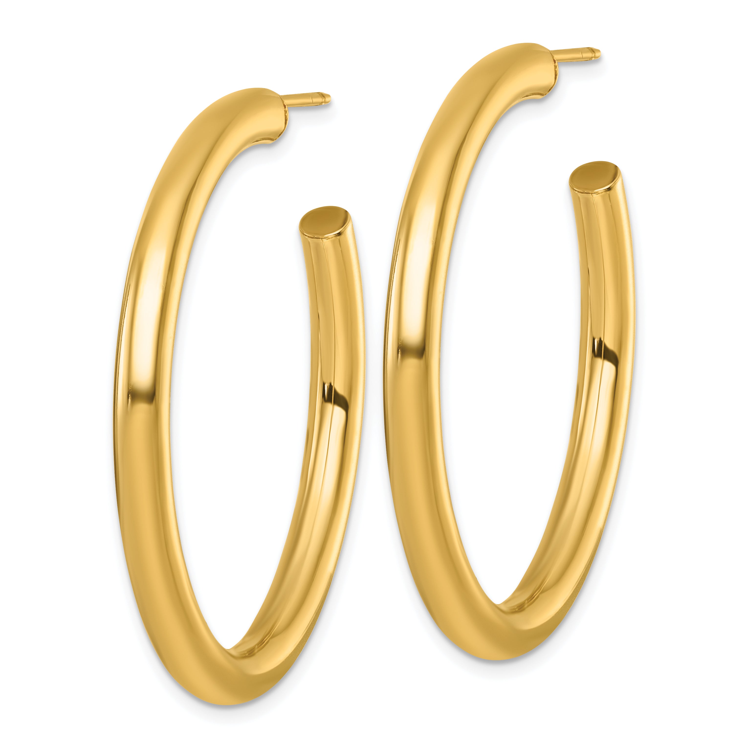 14k Polished 4.0 x 45mm Tube C-Hoop Post Earrings Secondary image