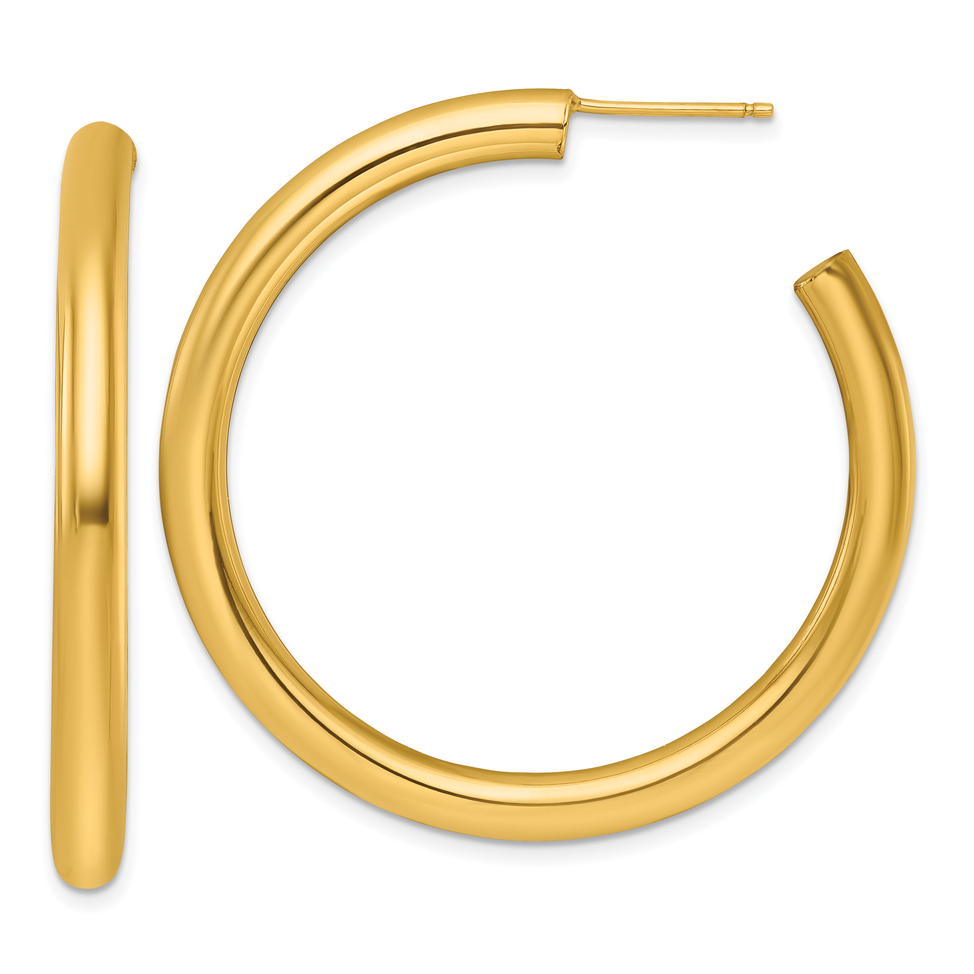 14k Polished 4.0 x 45mm Tube C-Hoop Post Earrings