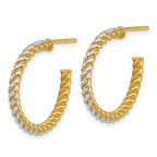 14k with White Rhodium Polished Diamond-cut Twisted 2.75mm Tube C-Hoop Post Earrings