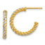 14k with White Rhodium Polished Diamond-cut Twisted 2.75mm Tube C-Hoop Post Earrings