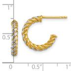 14k with White Rhodium Polished Diamond-cut Twisted 2.75mm Tube C-Hoop Post Earrings