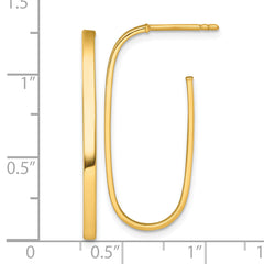 14k Polished Long Oval 2mm Tube Hoop Post Earrings