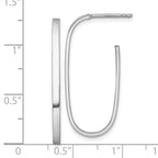 14k White Rhodium-plated Polished Long Oval 2mm Tube Hoop Post Earrings