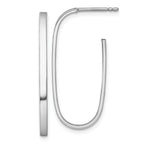 14k White Rhodium-plated Polished Long Oval 2mm Tube Hoop Post Earrings