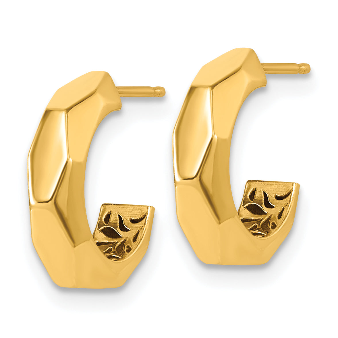14K Polished Hollow Geometric C-Hoop Post Earrings Secondary image