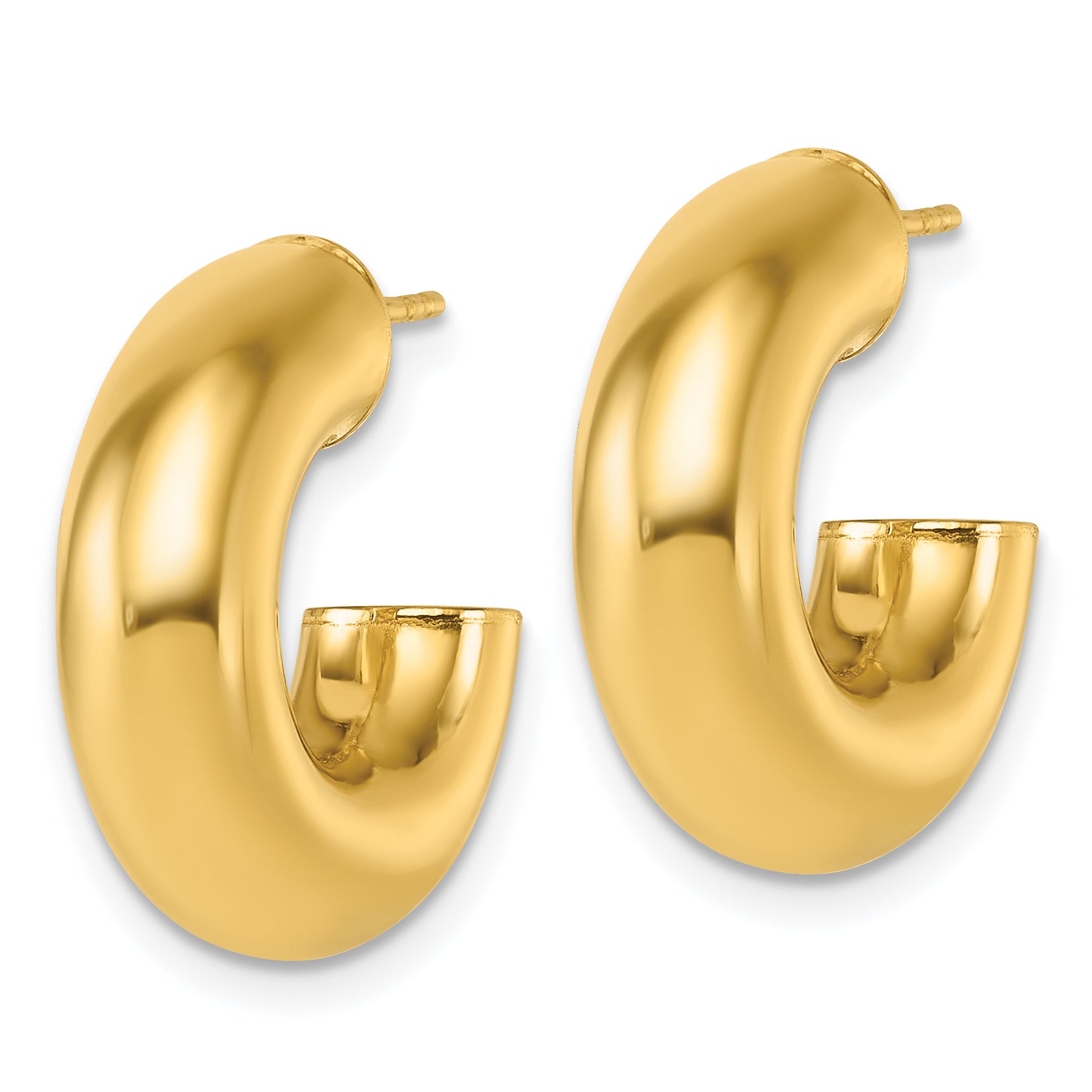 14k Polished 6.00 x 20mm Tube C-Hoop Post Earrings Secondary image