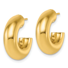 14k Polished 6.00 x 20mm Tube C-Hoop Post Earrings