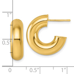 14k Polished 6.00 x 20mm Tube C-Hoop Post Earrings