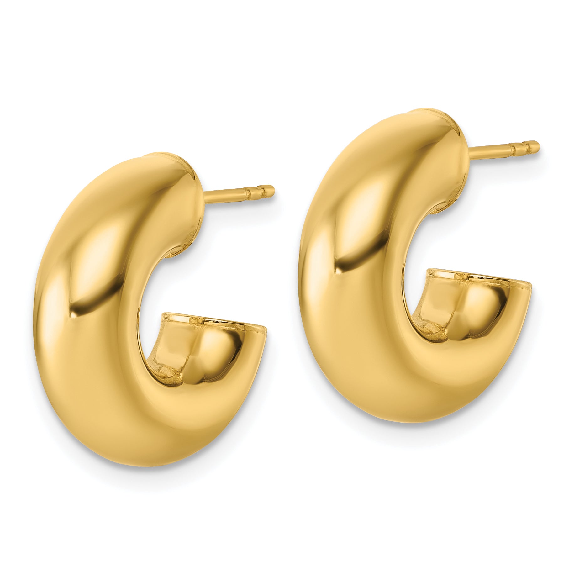 14k Polished 6.00 x 17mm Tube C-Hoop Post Earrings