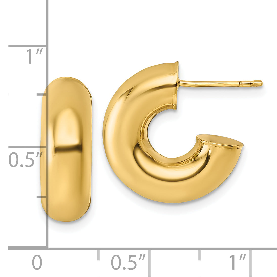 14k Polished 6.00 x 17mm Tube C-Hoop Post Earrings