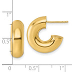14k Polished 6.00 x 17mm Tube C-Hoop Post Earrings