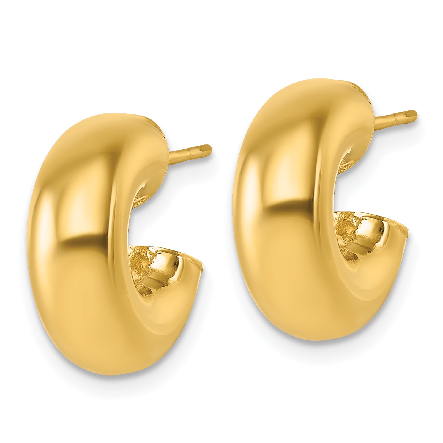 14k Polished 6.00 x 15mm Tube C-Hoop Post Earrings Secondary image