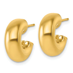 14k Polished 6.00 x 15mm Tube C-Hoop Post Earrings