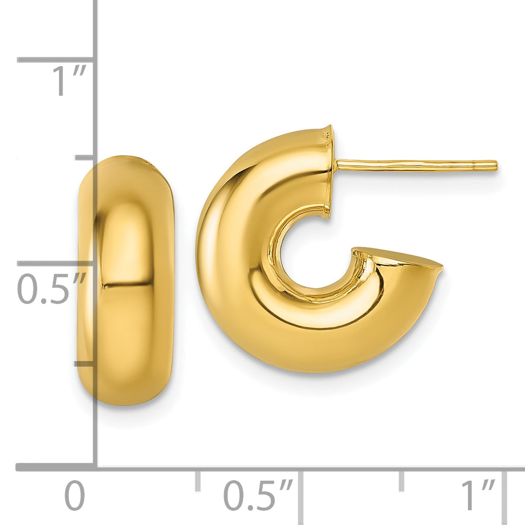 14k Polished 6.00 x 15mm Tube C-Hoop Post Earrings