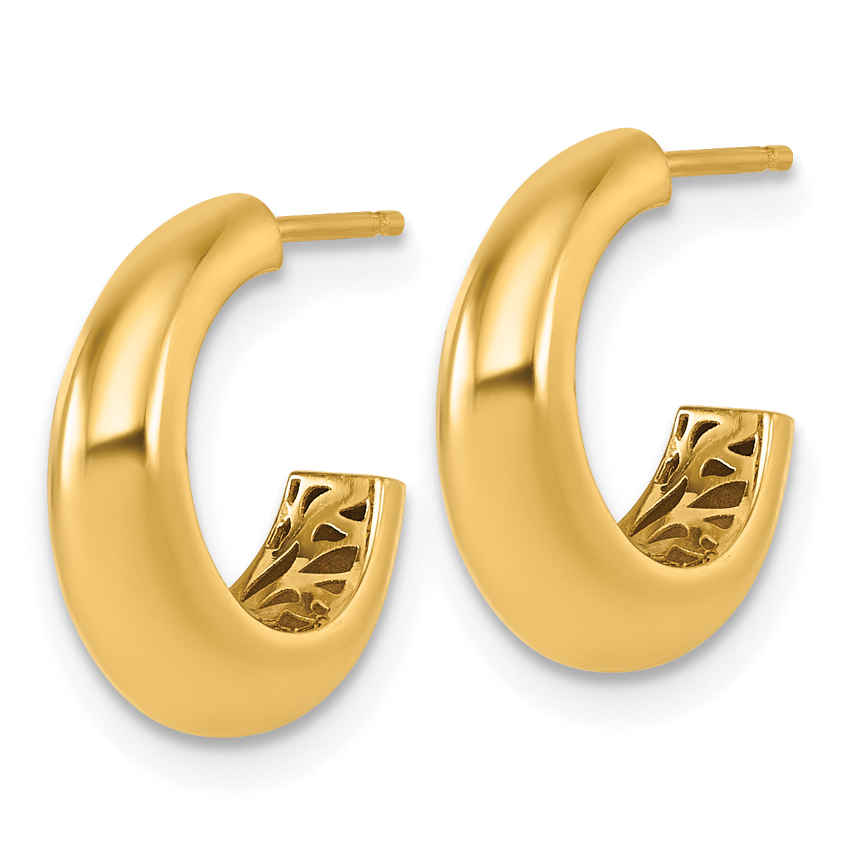 14K Polished Hollow C-Hoop Post Earrings Secondary image