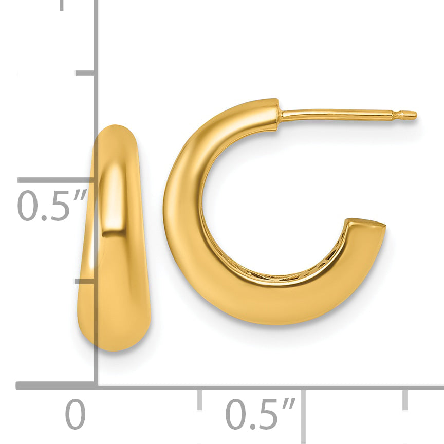 14K Polished Hollow C-Hoop Post Earrings
