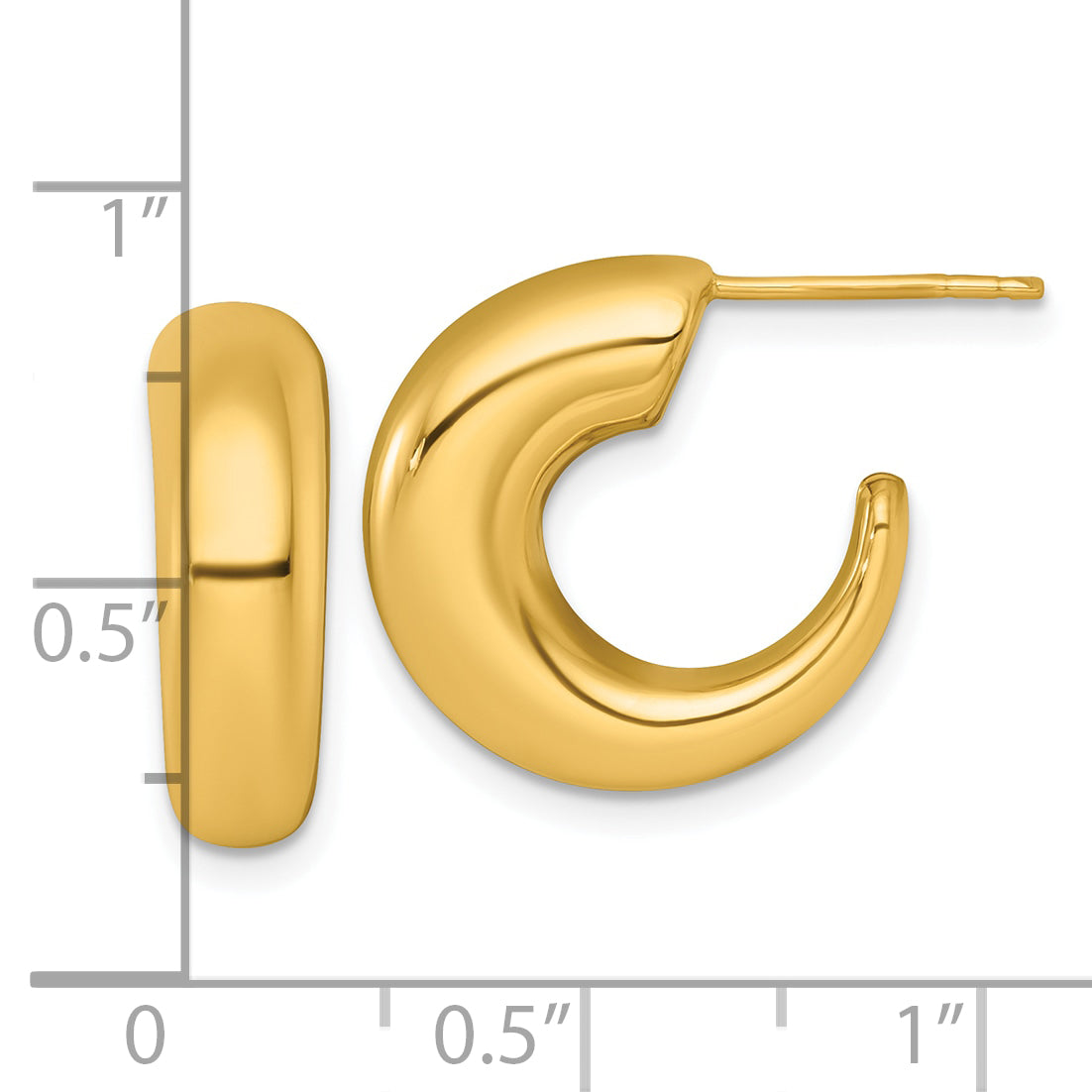 14k Polished Tapered Hollow C-Hoop Post Earrings