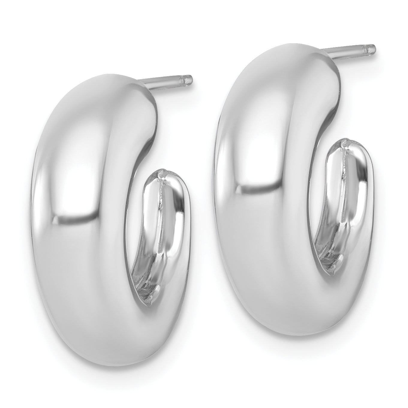 14k White Gold Polished Tapered Hollow C-Hoop Post Earrings