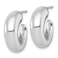 14k White Gold Polished Tapered Hollow C-Hoop Post Earrings