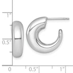 14k White Gold Polished Tapered Hollow C-Hoop Post Earrings