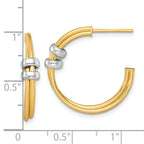 14k Two-tone Polished with Rings Double C-Hoop Post Earrings