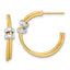 14k Two-tone Polished with Rings Double C-Hoop Post Earrings