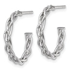 14k White Rhodium-plated Polished Woven Braid 3 x 19mm C-Hoop Post Earrings