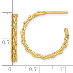 14k Polished Woven Braid 3 x 24mm C-Hoop Post Earrings