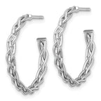 14k White Rhodium-plated Polished Woven Braid 3 x 24mm C-Hoop Post Earrings