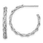 14k White Rhodium-plated Polished Woven Braid 3 x 24mm C-Hoop Post Earrings