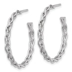 14k White Rhodium-plated Polished Woven Braid 3 x 29mm C-Hoop Post Earrings