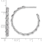 14k White Rhodium-plated Polished Woven Braid 3 x 29mm C-Hoop Post Earrings