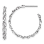 14k White Rhodium-plated Polished Woven Braid 3 x 29mm C-Hoop Post Earrings