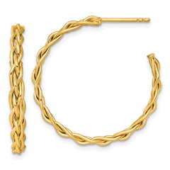 14k Polished Woven Braid 3 x 29mm C-Hoop Post Earrings