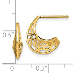 14k Polished Fancy Cut Out Design Post J-Hoop Earrings