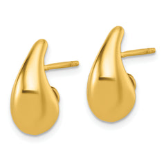 14k Polished 3D Curved Puffed Teardrop Post Earrings