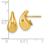 14k Polished 3D Curved Puffed Teardrop Post Earrings