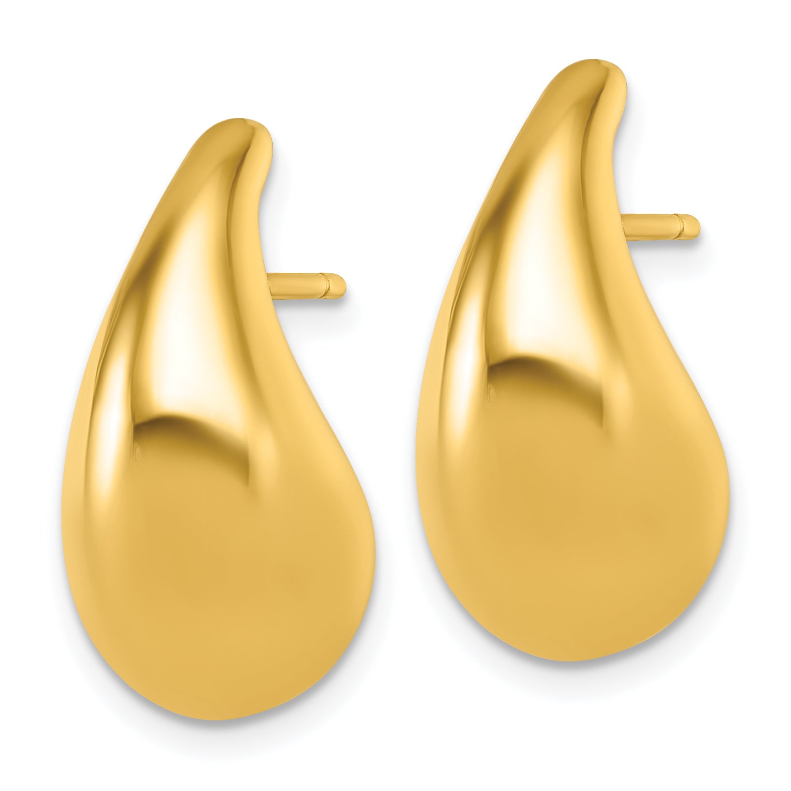 14k Polished 3D Curved Puffed Teardrop Post Earrings Secondary image