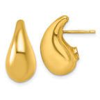 14k Polished 3D Curved Puffed Teardrop Post Earrings