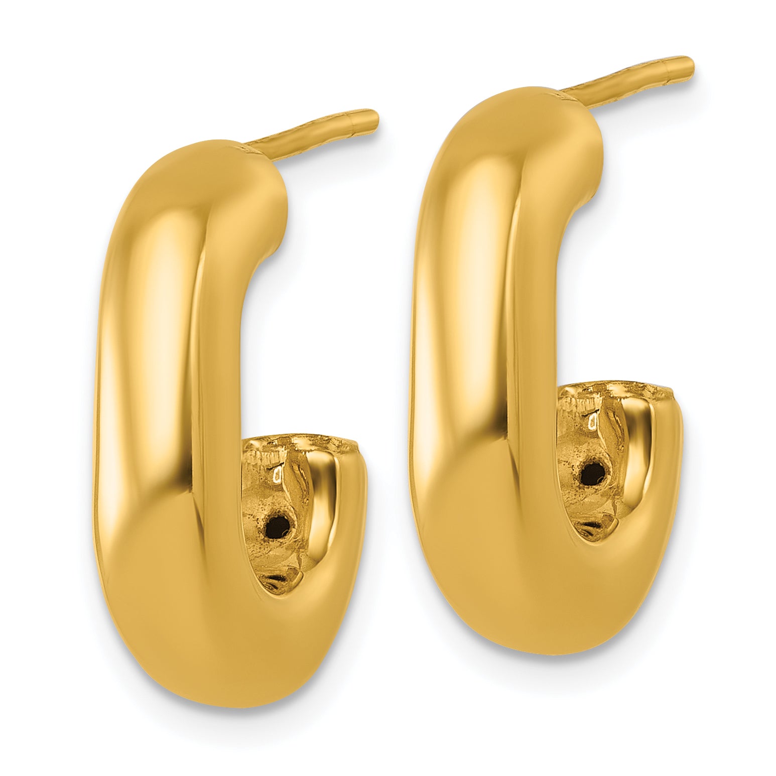 14k Polished Puffed Oval J-Hoop Post Earrings Secondary image