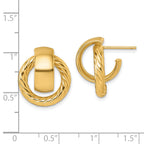 14K Polished and Twisted Doorknocker C-Hoop Post Earrings