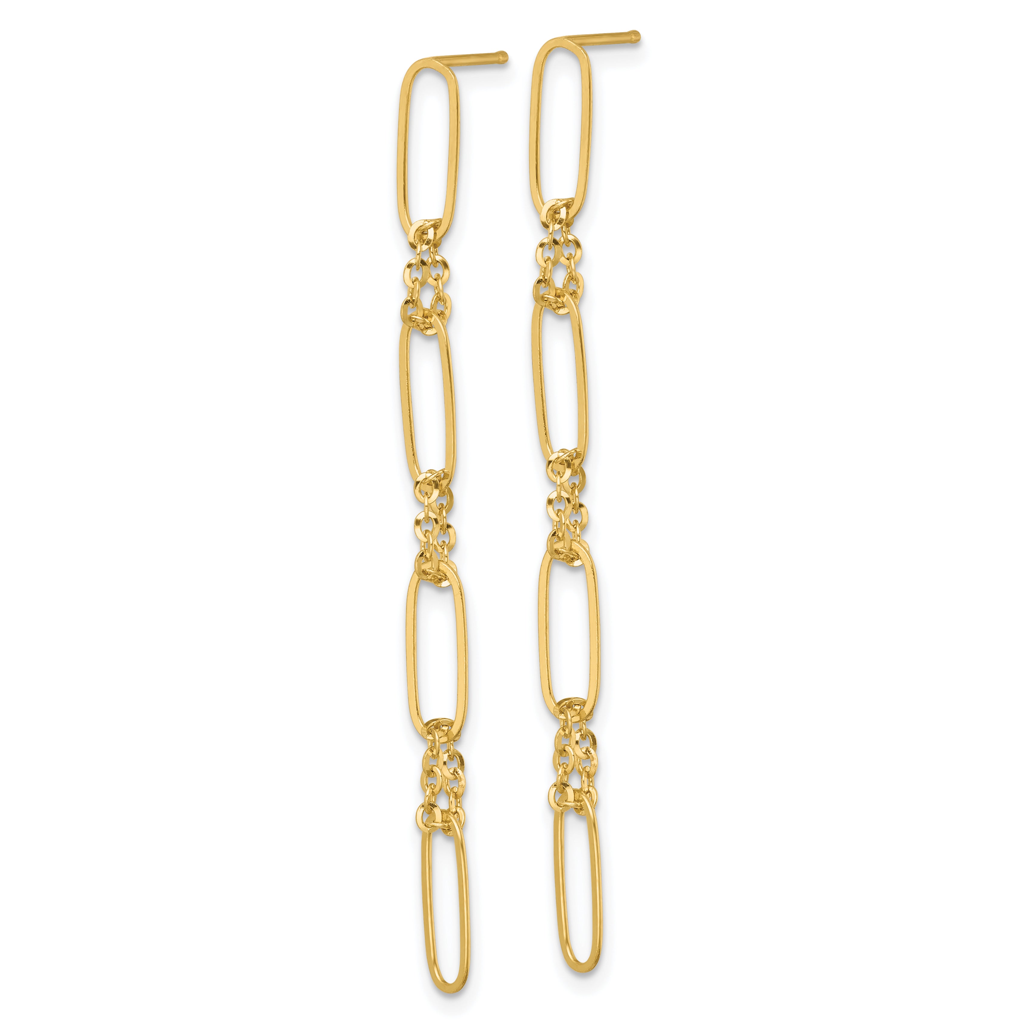 14k Polished Fancy Paperclip and Chain Link Dangle Post Earrings Secondary image