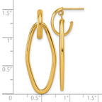 14K Polished Oval Dangle C-Hoop Post Earrings