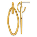 14K Polished Oval Dangle C-Hoop Post Earrings