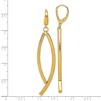 14K Polished and Textured Curved Bars Dangle Leverback Earrings
